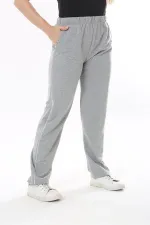 Kadın Büyük Beden Füme Biye Detaylı Yan Cepli Beli Lastikli Eşofman Alt 65N37840