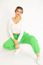 Kadın Yeşil İçi Şardonlu 3 İplik Eşofman Alt 65N35099