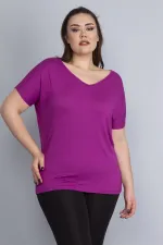 Kadın Fuşya Sırt Dekolteli Viskon Tunik 65N15439