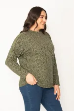 Kadın Haki Jakar Desenli Sıfır Yakalı Uzun Kollu Tunik 65N30418