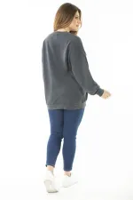 Women's Plus Size Smoke Digital Printed Sweatshirt 65N37159