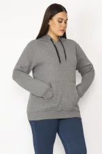 Women's Smoked Inside Raised 3 Thread Kangaroo Pocket Hooded Sweatshirt 65N29644