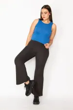 Kadın Siyah Geniş Paça Strech Pantolon 65N35423