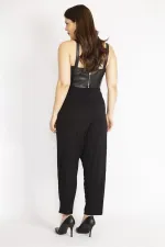 Kadın Siyah Büyük Beden Şalvar Kesim Yan Cepli Viskon Pantolon