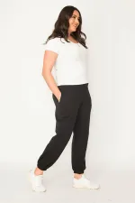 Kadın Gri Pamuklu Kumaş İçi Şardon Paça Ve Bel Lastikli Cep Detaylı Eşofman Alt  65N30436