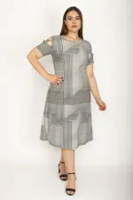 Kadın Gri Omuz Detaylı Elbise 65N26571