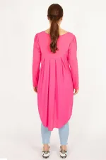 Kadın Pembe Büyük Beden Ön Pat Fermuar Ve Arka Detaylı Tunik