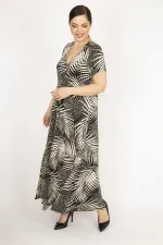 Kadın Mor Büyük Beden Anvelop Yakalı Renkli Uzun Elbise