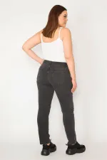 KADIN ANTRASİT 5 CEP LİKRALI JEAN PANTOLON