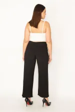 Kadın Lacivert Sandy Kumaş Ütü İzi Çima Dikişli Cepli Pantolon 65N31842