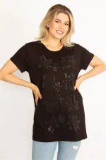 Kadın Siyah Taş Detaylı Bluz 65N34565