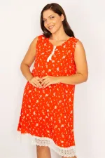 Kadın Nar Etek Ucu Dantel Detaylı Elbise 65N34170