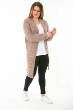 Kadın Büyük Beden Renkli Triko Kalın Hırka 65N37135