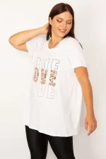 Kadın Beyaz Ön Baskılı Rahat Kesim Tunik 65N34198