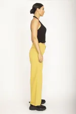 WOMEN'S SAFFRON WAIST DETAILED WIDE LEG DOUBLE LEG TROUSERS