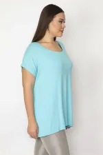 Kadın Mavi İçi Çizgili Atletli Düşük Kollu Bluz 65N30011