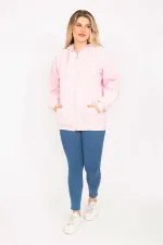 Women's Pink 3-Thread Ribbed Sweatshirt 65N35310