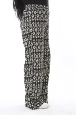 Kadın Büyük Beden Siyah Beli Lastikli Desenli Pantolon 65N38554