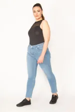 KADIN MAVİ 5 CEP LİKRALI SLİM FİT JEAN PANTOLON