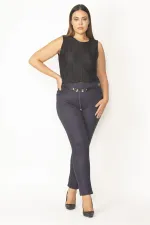 Kadın Haki Ekose Desenli Kemer Aksesuarlı Pantolon 65N28637