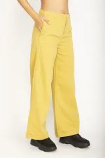 WOMEN'S SAFFRON WAIST DETAILED WIDE LEG DOUBLE LEG TROUSERS