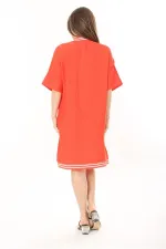 Kadın Büyük Beden Nar Ön Fermuarlı Ribana Detaylı Aerobin Kumaş Elbise 65N37880