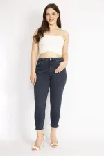 Kadın Lacivert Büyük Beden 5 Cepli Kot Pantolon