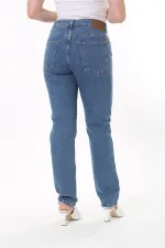 Kadın Büyük Beden Mavi 5 Cepli Kot Pantolon 65N37727