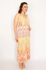 Kadın Renkli Boyundan Bağlamalı Renkli Elbise 65N33204