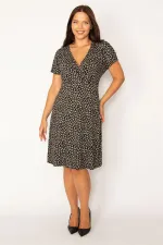 Kadın Siyah Anvelop Yakalı Düşük Kol Elbise 65N34331