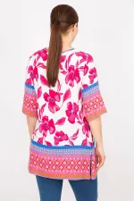 Kadın Fujya Büyük Beden Dokuma Viskon Kumaş Su Desenli Tunik
