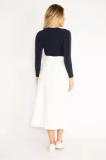 Women's Bone Waist Wide Elastic and Cup Detailed Embossed Fabric Skirt 26A35164