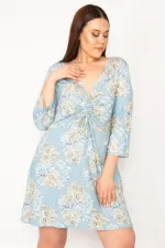 Kadın Mavi Göğüs Büzgü Detaylı Tunik 65N32937