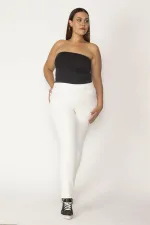 PANTALON Legging en jean pour femme avec poches décoratives et coutures contrastées