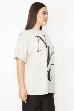 Kadın Gri Ön Baskılı Bluz 65N29543