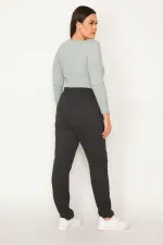 Kadın Büyük Beden Füme Yan Cepli Eşofman Alt 65N36890