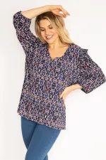 Kadın Renkli Önü Birit Düğmeli Omuzu Fırfırlı Tunik 65N35120