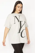 Kadın Gri Ön Baskılı Bluz 65N29543