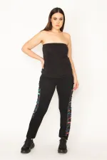 Kadın Siyah Aplikeli Kot Pantolon 65N31600