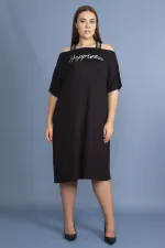 Kadın Haki Sim Detaylı Ön Baskılı Viskon Elbise 65N27473