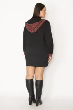 Kadın Bordo Ekose Desen Detaylı Kapşonlu Mont 65N29568