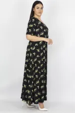 KADIN SİYAH ANVELOP YAKA VİSKON ELBİSE