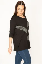 KADIN SİYAH SİM DETAYLI BLUZ
