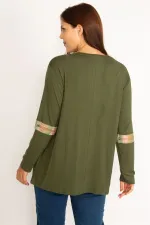 Kadın Haki Dantel Detaylı Bluz 65N34647
