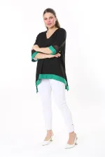 Kadın Büyük Beden Kemik Kol Ve Etek Ucu Tül Ve Garni Detaylı V Yakalı Arkası Uzun Tunik 65N37681