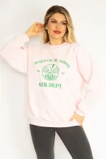 Kadın Pembe 3 İplik İçi Şardonlu Polar Nakışlı Sweatshirt 65N35073