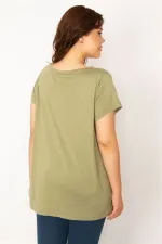 Kadın Haki Önü Pul Payet Detaylı Bluz 65N33918