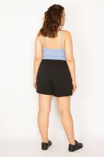 Kadın Siyah Beli Lastikli Yan Cepli Şort 65N33177