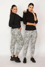 LEGGINGS FEMME À MOTIF ZÉBRÉ NOIR