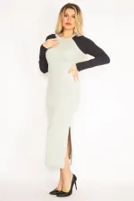 Kadın Yeşil Kol Detaylı Uzun Elbise 85N7277